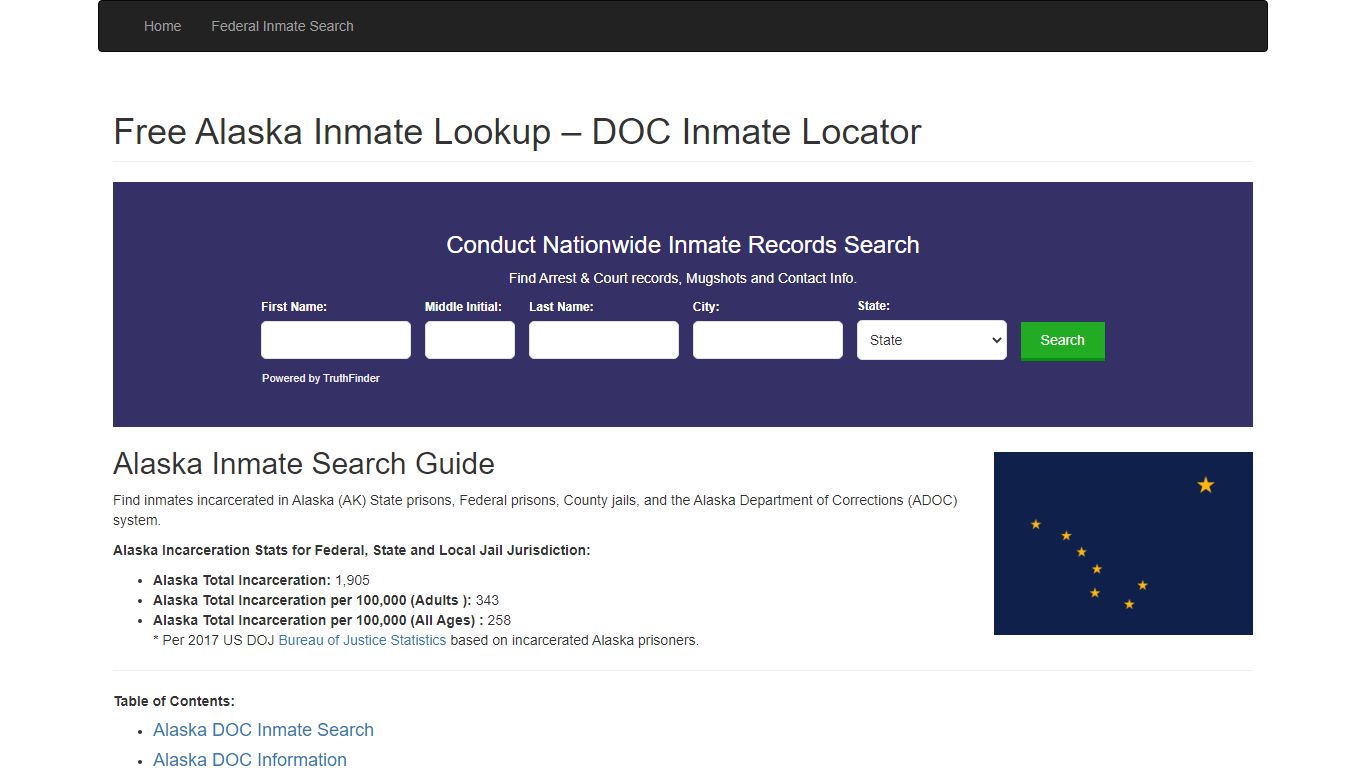 Alaska Inmate Search - AK Department of Corrections Inmate ...